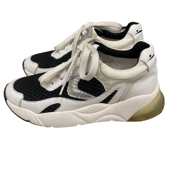 VOILE BLANCHE Dumbil Calfskin & Micro Mesh Sneaker Metallic Effect Sneaker Sz 37 - Picture 4 of 13